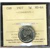 Image 1 : 1927 5¢ ICCS MS64, nice satiny lustre.