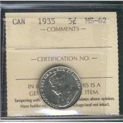 1935 5¢ ICCS MS62.