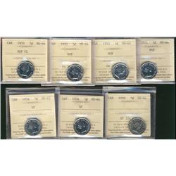 1953 5¢ NSF(4), 1953 SF(2) & 1959.  Lot of 7 coins all MS64 except for one SF in MS63.