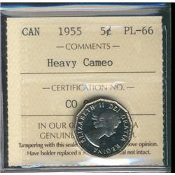1955 5¢ ICCS PL66 Hvy Cameo.