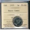 Image 1 : 1955 5¢ ICCS PL66 Hvy Cameo.