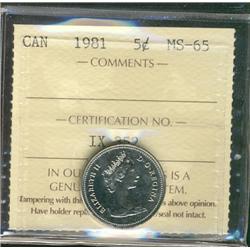 1981 5¢ ICCS MS65.  Tough example in this grade.