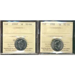 1998 & 2000P 5¢ ICCS MS66.