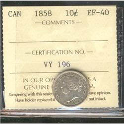 1858 10¢ ICCS EF40.