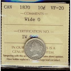 1870 10¢ Wide O ICCS VF20