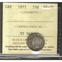 1871 10¢ ICCS VF30