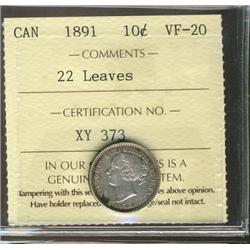1891 22 Leaves 10¢ ICCS VF20