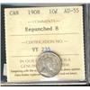 Image 1 : 1908 10¢ repunched ICCS AU55.