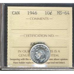 1946 10¢ ICCS MS64, brilliant