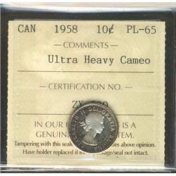 1958 10¢ ICCS PL65 Ultra Heavy Cameo.