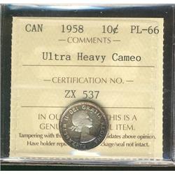 1958 10¢ ICCS PL66 Ultra Heavy Cameo.