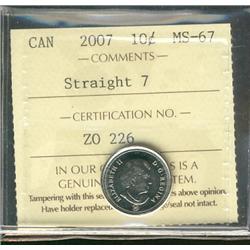 2007 10¢ St7 ICCS MS67.
