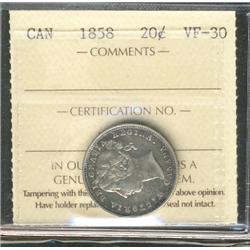 1858 20¢ ICCS VF30.