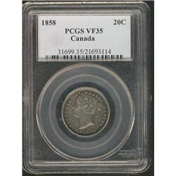 1858 20¢ PCGS VF35.