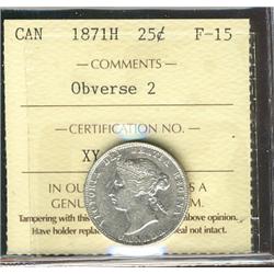 1871H Obv.2 25¢ ICCS F15