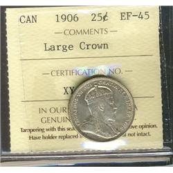 1906 25¢ ICCS EF45, lustrous