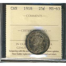 1918 25¢ ICCS MS63.