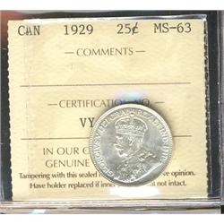 1929 25¢ ICCS MS63.