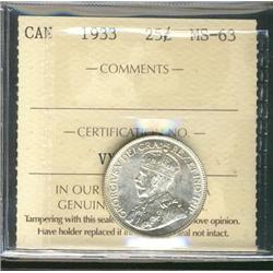 1933 25¢ ICCS MS63.