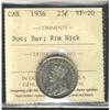 Image 1 : 1936 25¢ Dot/bar ICCS VF20.  Designated with rim Nick.