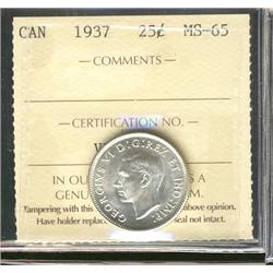 1937 25¢ ICCS MS65.  Blast white example.