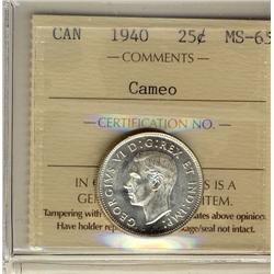 1940 25¢ ICCS MS65 Cameo