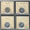 Image 1 : 1957, 1959, 1966 & 1967 25¢ ICCS PL66.  Lot of 4 coins.