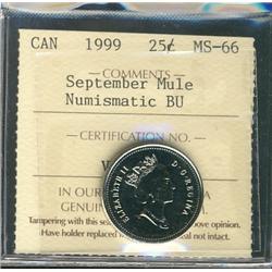 1999 25¢ September Mule ICCS MS66 NBU.