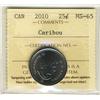 Image 1 : 2010 Logo Caribou 25¢ ICCS MS65