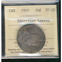 1910 50¢ Edw Lvs ICCS VF20.