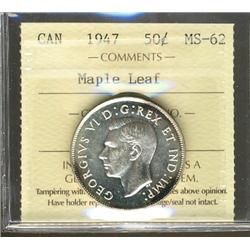 1947 ML 50¢ ICCS MS62, brilliant and lustrous