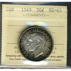 1949 50¢ ICCS MS63, superbly toned.