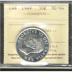 1949 50¢ ICCS MS64.  Blast white.