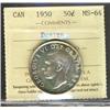 Image 1 : 1950 Design 50¢ ICCS MS64, brilliant