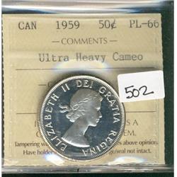 1959 50¢ ICCS PL66 Ultra Heavy Cameo.