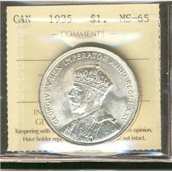 1935 $1 ICCS MS65.  Blast white.