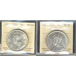 1935 & 1936 $1 ICCS MS64.