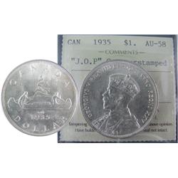 1935 $1 J.O.P. Counter Stamp ICCS AU58.