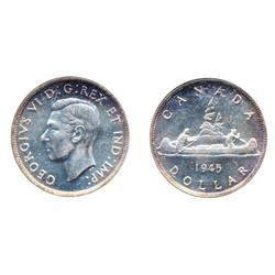 1945 $1 Double HP ICCS MS63,  Fully Brillant