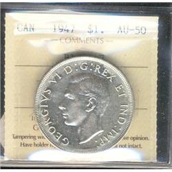 1947 $1 Blt 7 ICCS AU50.