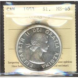 1953 $1 SF ICCS MS65.