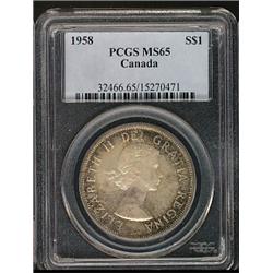 1958 $1 PCGS MS65.  Gem tones, great eye apppeal.