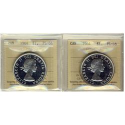 1964 $1 ICCS PL66.  Lot of 2 coins
