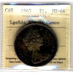 1965 $1 LgBds Blt 5 ICCS MS64 Cameo.