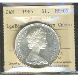 1965 $1 LgeBds Ptd 5 ICCS MS65 Heavy Cameo.