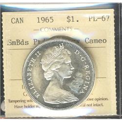 1965 $1 SmBds Ptd 5 ICCS PL67 Heavy Cameo.