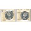Image 1 : 1965 $1 SmBds Ptd Heavy Cameo MS64 & LgBds Blt 5 PL64.  Lot of 2 ICCS coins.