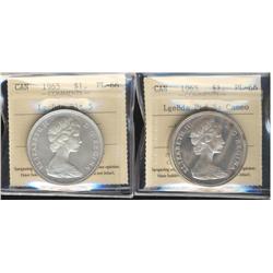 1965 LgeBds Blt 5, 1965 LgeBds Ptd 5 Cameo $1 both ICCS PL66,