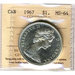 1967 $1 ICCS MS64 Cameo.