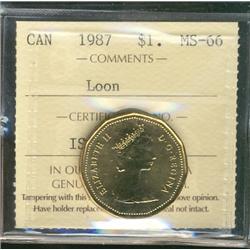 1987 $1 Loon ICCS MS66.